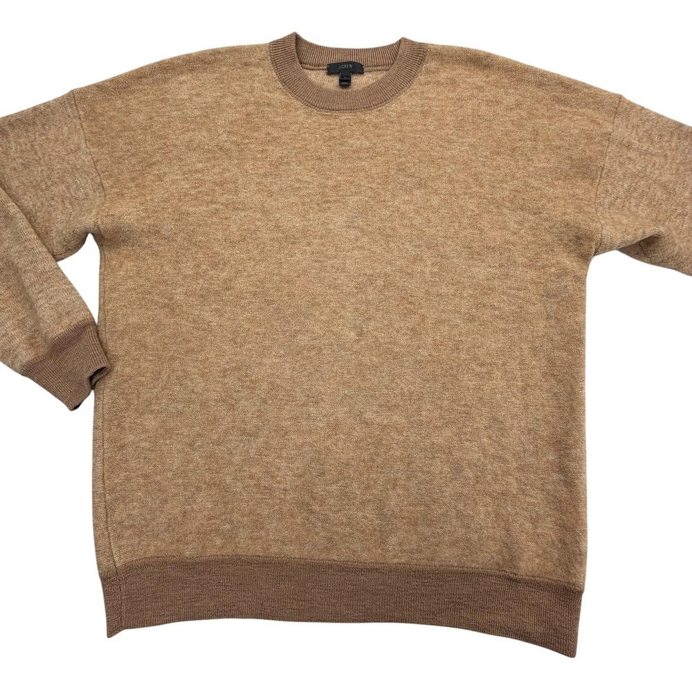 J.CREW Sweater Mens M Beige Wool Mohair Polyamide Tight-Knit Crewneck Pullover